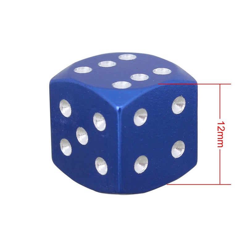 TOMALL 4pcs Tyre Valve Stem Caps for Universal Car Motorcycle Bike Aluminum Alloy Dice Style Blue - Image 5